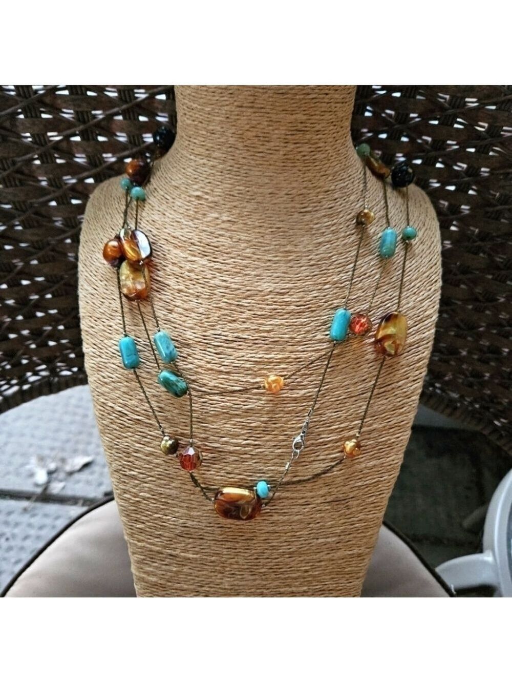Vintage 80s Multi-colored Oversized Rope Length Bead Necklace